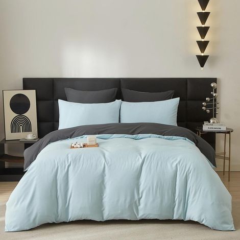 Bettwäsche Set 135x200cm Baumwolle Blau Hellblau Wendebettwäsche mit Reißverschluss Oeko-TEX®
