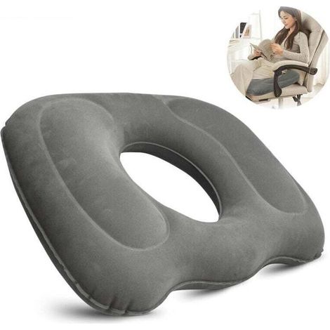 Coussin de siège gonflable orthopédique rond 45 x 39 cm avec pompe – soulage hémorroïdes, coccyx et douleurs postnatales (1/5)
