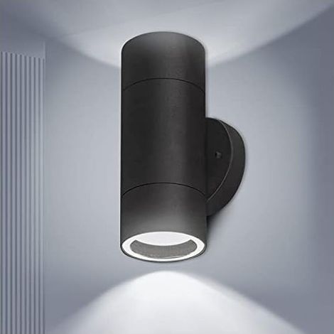 Applique murale d'extérieur étanche IP54 - Moderne - En acier inoxydable - Design cylindrique - Pour intérieur et extérieur – Noir (1/5)