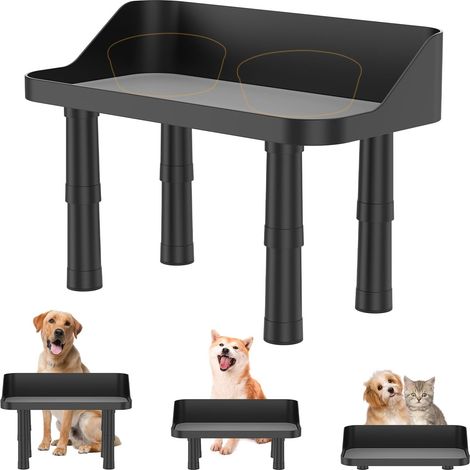 Support de gamelle pour Chien - Réglable en Hauteur - avec Tapis en Silicone antidérapant - pour Chiens de Petite, Moyenne et Taille (Pas de gamelle pour Chien) - Noir (1/5)