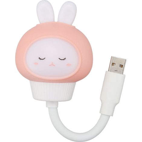 Lampe de Nuit USB Lapin Mignon avec Contrôle Vocal, 3 Niveaux de Luminosité et Minuterie, Portable pour Chambre et Dortoir (1/5)