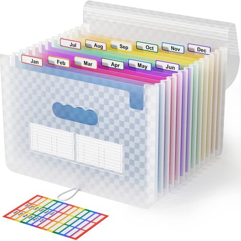 A4 Rangement Papier Administratif Trieur 13 Compartiments,A4 Trieur Document avec Motif de Grille,Dossier à 13 Pochettes,Portable Valisette Trieur Accordeon,pour le Bureau et Maison(Bleu) (1/5)
