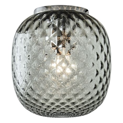 Plafoniera Oban Cromo con Vetro Soffiato a Mano Effetto Balloton Petrolio - Lampada da Soffitto E27 75W - Rossini Group (1/5)