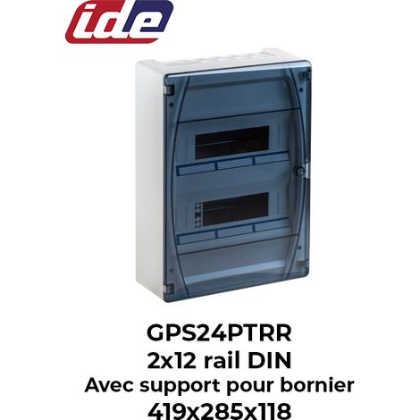 Coffret de distribution GOLD IP40 2x12 modules porte transparente (1/2)