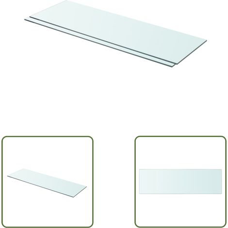 The Living Store Panneaux d'étagère 2 pcs Verre Transparent 80 x 25 cm - Etagere Murale - Étagère Verre - Rangement Mural - Décoration Murale - Support Étagère (1/3)
