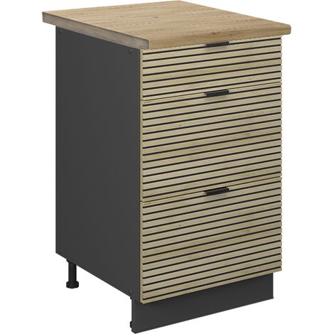 Mobiletto base per cucina Fame-Line, Pannello in quercia, 50 cm , PL Rovere, Vicco
