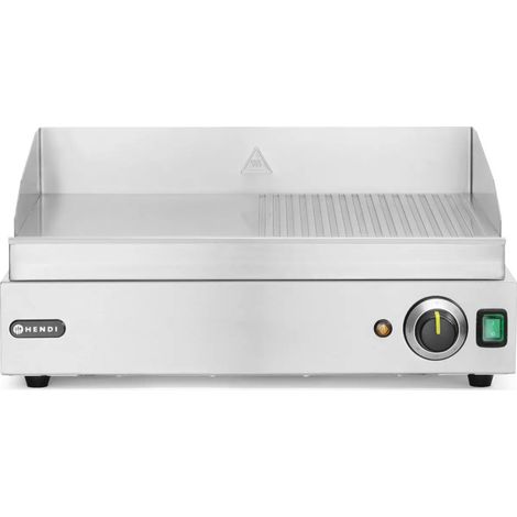 Placa calefactora de parrilla Profi Line con ranuras lisas para funcionamiento continuo de 2400 W - Hendi 203156 (1/4)