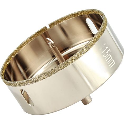 Scie cloche diamant de 115mm avec foret pilote, pointe pour carrelage de 115mm avec foret de guidage au centre pour verre, porcelaine, carrelage, céramique, marbre et granit (1/5)