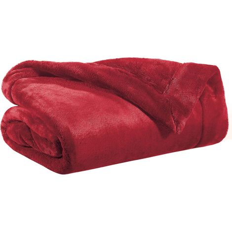 VIVARAISE - Plaid domestique Vivaraise Tender en polyester, couleur rubis - 150 x 200 cm