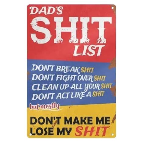 Décoration murale portable « La liste noire de papa » - Moyenne (20x30 cm)