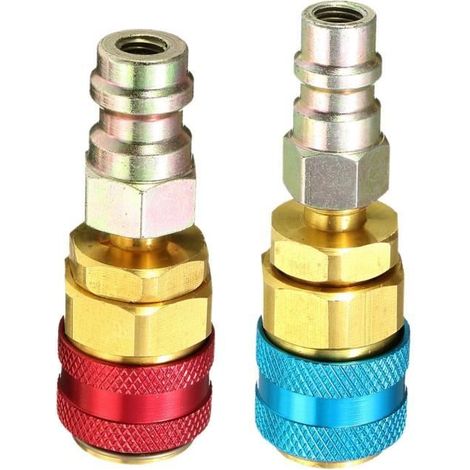 Adaptateur d'Expansion Latéral Haute et Basse R134A - SODIAL - Accessoires de Climatisation - Rouge & Bleu