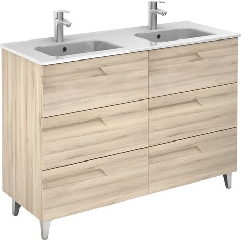 Ensemble de meubles de salle de bains avec 6 tiroirs compacts VITALE - ROYO Couleur : Beige Nature - Options : Ensemble complet (1/2)
