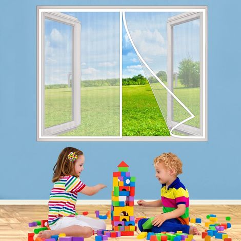 Moustiquaire Fenetre, 130x100 cm Fenetre Magnetique Fenetre Moustiquaire Moustiquaire de Fenetre Anti Insecte Mouche Moustique Fenetres De Balcon Fenetres Coulissantes, Blanc P