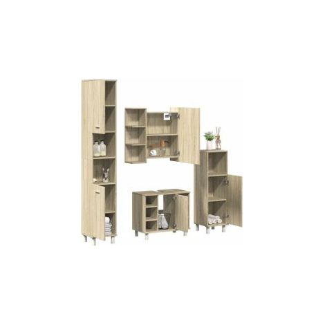 Ensemble de meubles de salle de bain 4 pcs chêne sonoma (1/5)