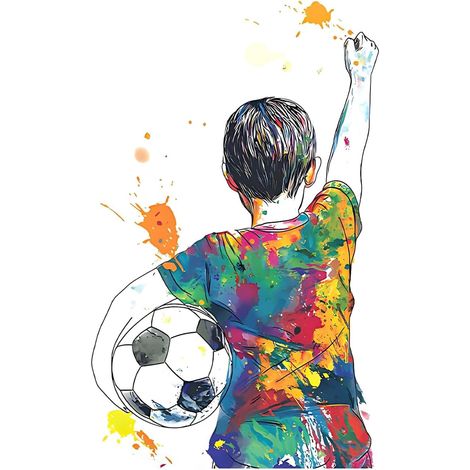 Sticker Mural Foot pour Chambre Enfant - Autocollant Sport, Déco Murale Foot Cage de But, Idée Cadeau Pour Garçon, Accessoire Décoration Chambre, Facile à Poser (40CM60CM) (1/5)