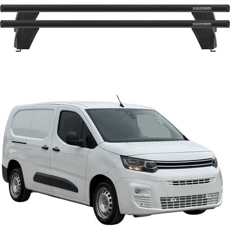 OMAC Barres de toit transversales en aluminium pour Citroën Berlingo 2018-2026 – Antivol – Rainure en T – Testées City Crash – Charge Max 75 kg Noir (1/4)