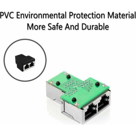 Coupleur RJ45 - Adaptateur Ethernet 1 Femelle à 2 Femelles - Pour Réseau LAN Bureau Maison - 2 Pièces (1/4)