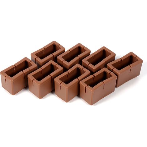 Lot de 8 protège-pieds de chaise rectangulaires avec semelle en caoutchouc (couleur café) (1/5)
