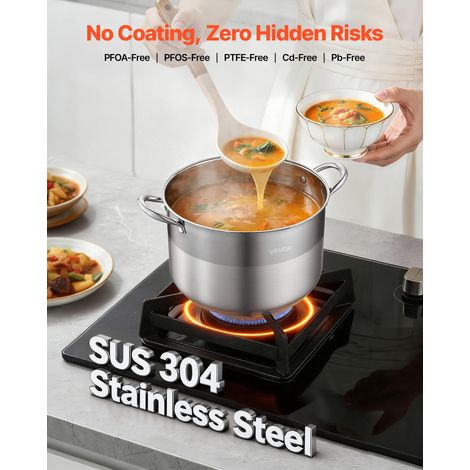 Marmite en Acier Inoxydable 11,4 L, Faitout Inox Compatible avec Cuisinière à Gaz et Électrique Plaque à Induction, Bouillons Pâtes… (1/5)