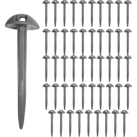 Lot de 50 piquets pour tapis de sol, piquets de tente en plastique robuste de 8,5 cm, piquets pour bâche de pluie, tente de camping, tapis de jardin et auvent (1/5)