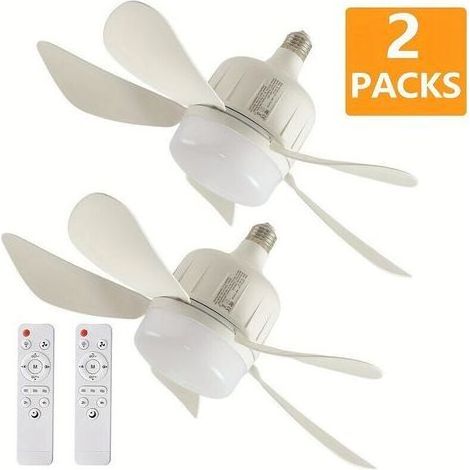 Lot de 2 Ventilateurs de Plafond 5 Pales, 3 Vitesses, LED Réglable 2700K-6000K avec Télécommande (1/4)