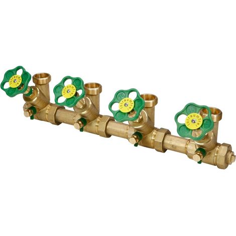 Schlösser ATV-Verteiler mit nichtsteigender Spindel, 4-fach, DN 25, Eingang 1", oberer Ausgang 1 1/4" (1/3)