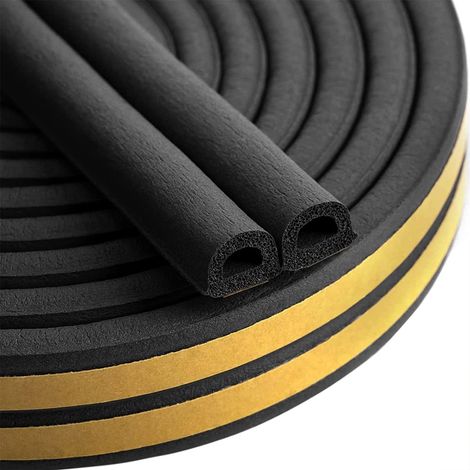 Joint d'étanchéité pour portes, fenêtres, 6 m - Joint de fenêtre autocollant - En caoutchouc - Anti-collision - En mousse - Pour isolation acoustique - Noir (1/5)