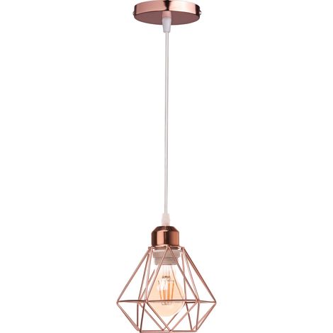 Luminaires de lustre en métal Vintage Lustre de plafond rétro Base Edison E27 Éclairage de plafond 16  17cm Or rose 1 pièce