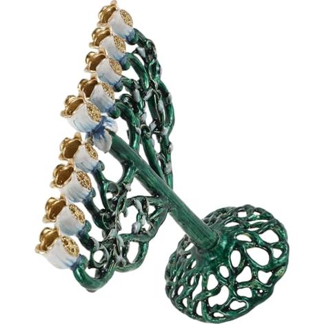 Bougeoir Vintage en Métal Émaillé à 9 Branches pour Hanoukka, Chandelier Classique, Support pour Bougies Piliers, Décoration Festive et Centre de Table pour Shabbat (1/5)