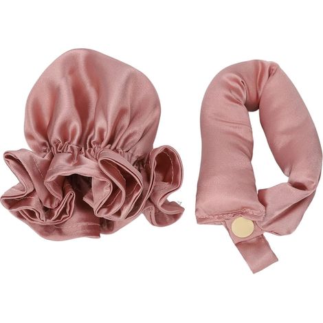 Bigoudi sans chaleur, bandeau de cheveux sans chaleur pour femmes de sommeil en satin portable, bandeau de boucles sans chaleur rose pour bigoudi sans chaleur (1/5)
