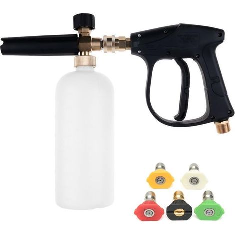 Pistolet nettoyeur haute pression avec 5 buses à eau et kit lance-mousse 1 L, raccord fileté mâle métrique M22 (1/5)