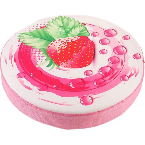 Coussin décoratif 3D en peluche à motif fraise (33 cm) pour canapé, chaise ou autre siège/tapis de sol, idéal pour la maison ou le bureau. (1/5)