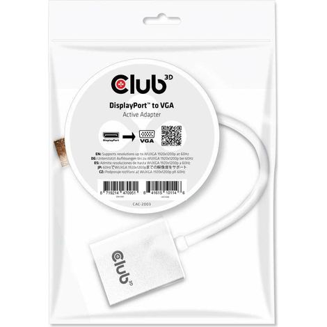 CLUB3D Adattatore DISPLAYPORT &gt VGA Aktiv ST/BU POLYBEUTEL (1/5)