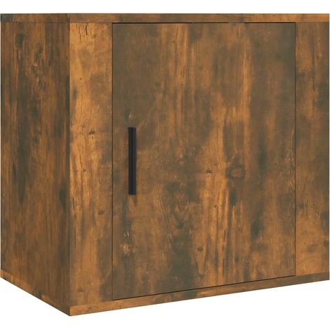 Comodino sospeso con vano con anta 50 x 30 x 47 cm in MDF marrone DEC034261