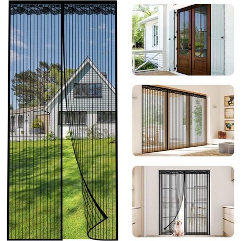 Magnetic Door Screen 85x210cm Anti-Fly Curtain Automatic Closing Ultra Fine Mesh Anti-Insect Mosquito Net for Door No Tools No Drilling (Black)