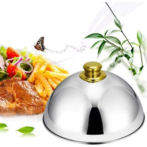 Cloche en acier inoxydable pour plats de service, idéale pour la maison, la cuisine, les restaurants et les cafés. (1/3)