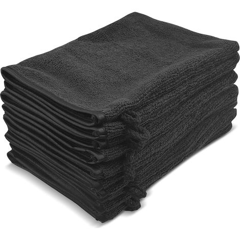 10 Pièces 14,6 x 21cm Gants de Toilette, Serviette Microfibre Visage, Super Doux et Absorbant, Gant Exfoliant Corps, Gant de Douche, Gant Toilette pour Démaquillage et Le Bain, Noir (1/5)