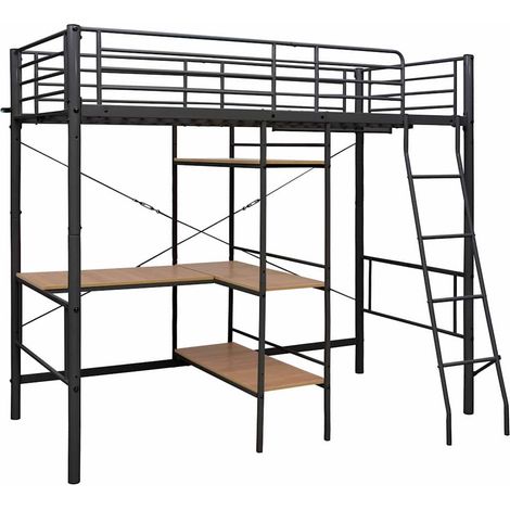 Maison Exclusive - Estructura de litera con mesa de metal gris 90 (1/5)