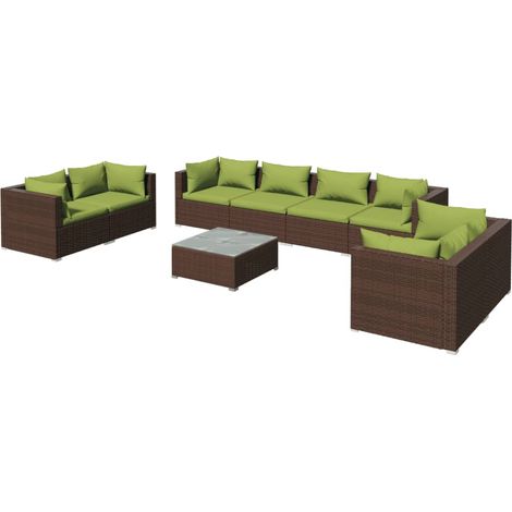 Maison Exclusive - 9-tlg. Garten-Lounge-Set mit Kissen Poly Ratta (1/5)