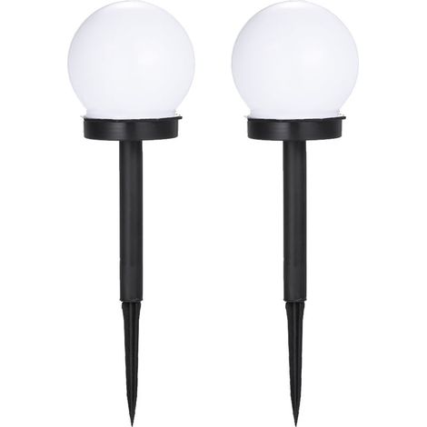 Solaire, ampoule ronde, lumière de pelouse enfichable, blanc froid, 2 pièces (1/5)