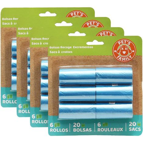 Sacs hygiéniques à crottes - JUANIO - Lot de 4 x 6 rouleaux - Matériau résistant - Couleur aléatoire - Compatibles distributeurs (1/2)