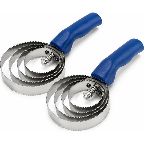 Lot de 2 étrilles réversibles pour chevaux et animaux de compagnie (acier inoxydable) – Étrilles à quatre anneaux en acier inoxydable et caoutchouc, avec bords réversibles et poignée ergonomique (1/5)