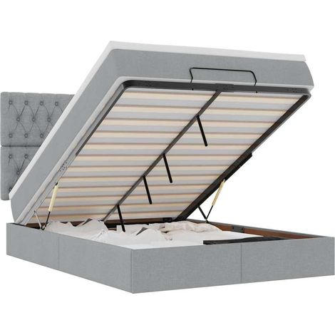 Maison Exclusive - Estructura cama otomana colchón tela gris clar