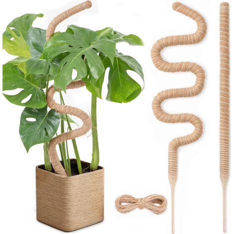 Tuteur Monstera pour Plantes, GardenSage 120cm x 2 kit de Poteaux Flexibles de Mousse de Plante, Tuteur Coco pour Plantes d'intérieur et Grimpantes