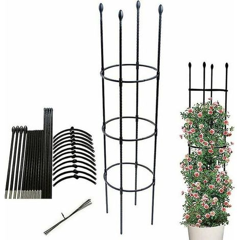 Lot de 2 Obélisque de Jardin Stable - Tuteur pour Plantes Grimpeuses et Cage à Tomates, Idéal Balcon et Potager (1/5)