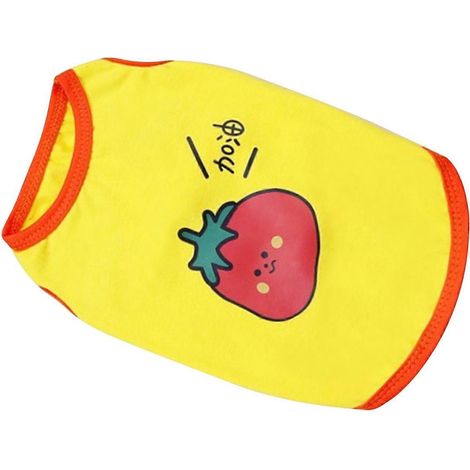 Débardeur sans manches pour chiot, imprimé fruits, en coton, motif tomate, taille M. Vêtements pour animaux de compagnie pour le printemps et l'été. (1/2)
