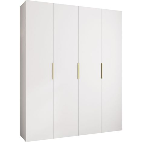 Armario Hartford 574, Blanco, 246x200x42cm, Puertas de armario: Con bisagras, Número de estantes: 12 (1/5)