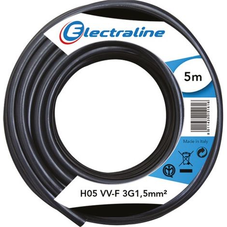 Cavo H05VV-F 3G1,5 5 m Nero - Electraline