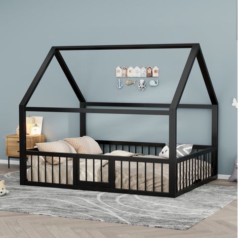 letto struttura 140x200 con sponde design tetto OKMYHOME (1/5)