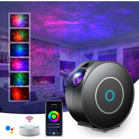 Projecteur d'étoiles LED couleur intelligent avec application Alexa WiFi, veilleuse galaxie, nébuleuse, lune, noir (1/4)